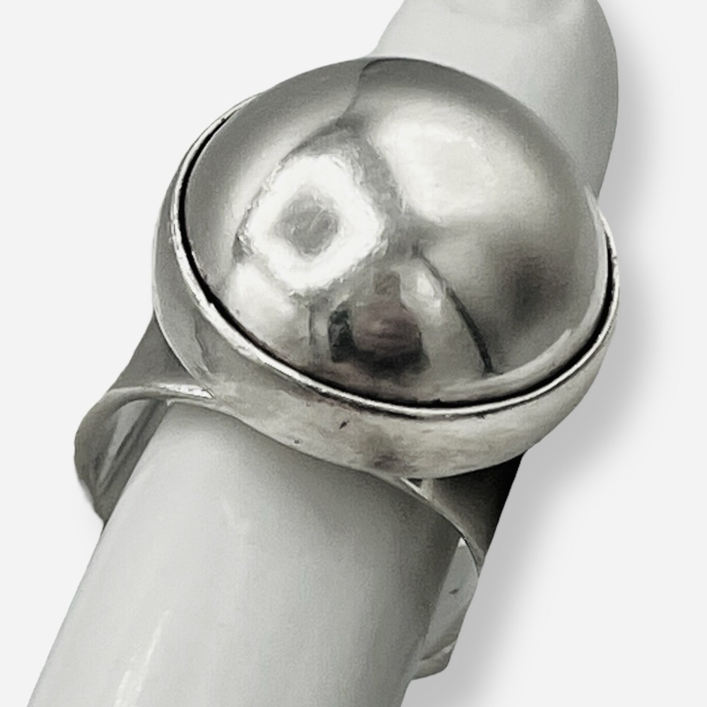 Modernist Sterling Silver Round Dome Ring Sz 7‎ Chunky Band 13.32g Mexico
